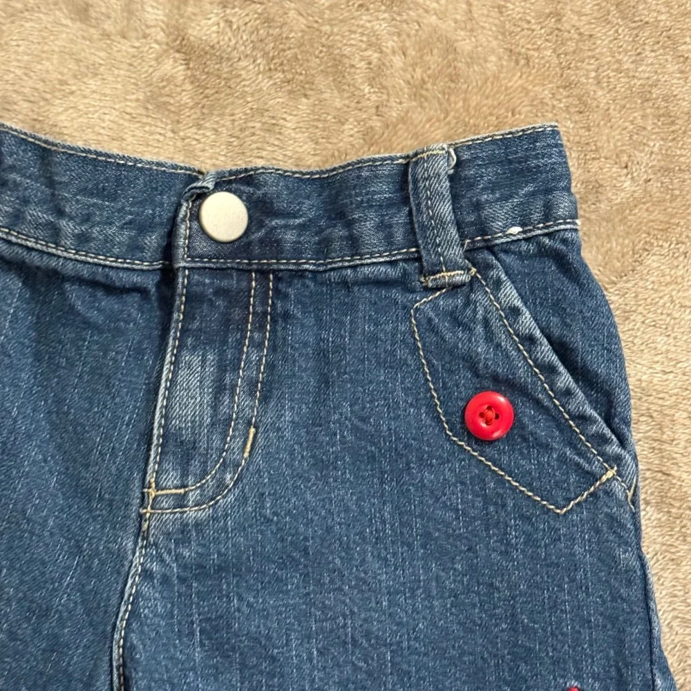 Gymboree Girls Red Polka Dot Top and Ladybug Denim Shorts Set Size 5